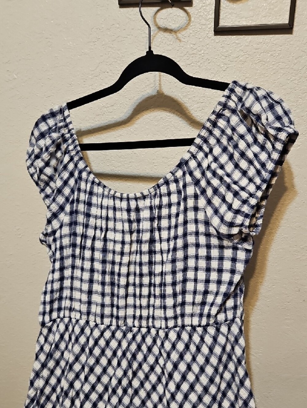 Universal Thread Navy & White Gingham Maxi Dress with Tie Front - Picture 5 of 9